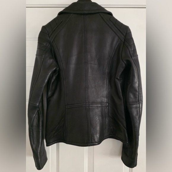 MICHAEL Michael Kors Black Leather Asymmetric Zip Moto Jacket - Picture 4 of 4